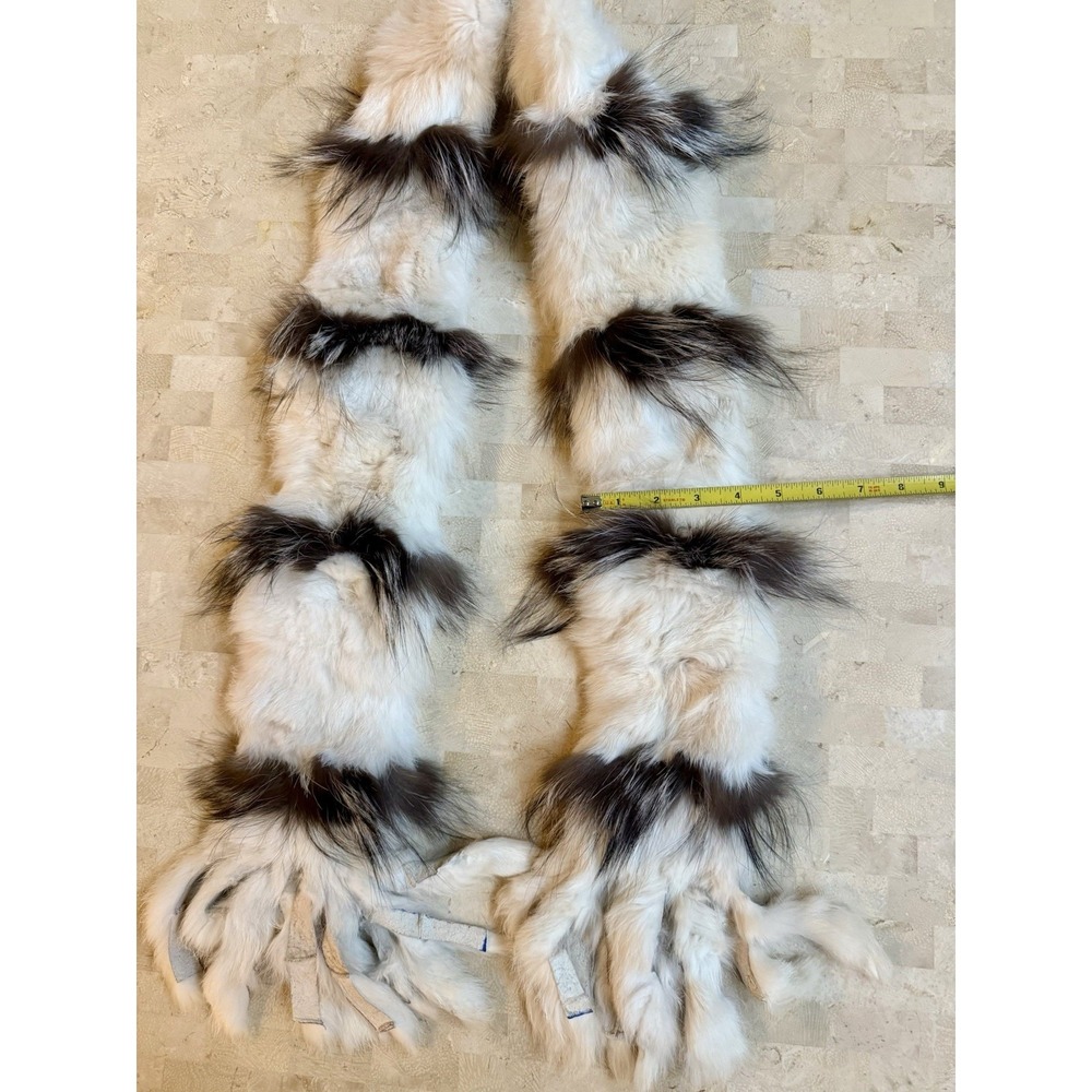 Vintage Genuine Fur‎ Scarf Stole Handmade Fox Rabbit Winter fashion Gray White - Picture 2 of 5
